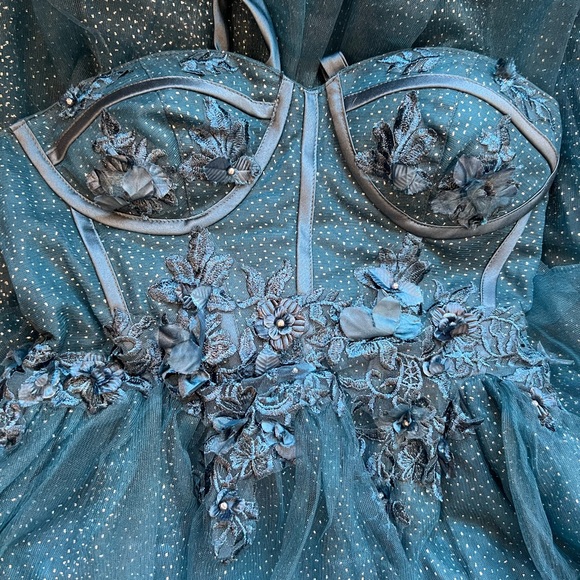 NWOT Prom dress - tulle style in blue/green - size 4 - Picture 3 of 4